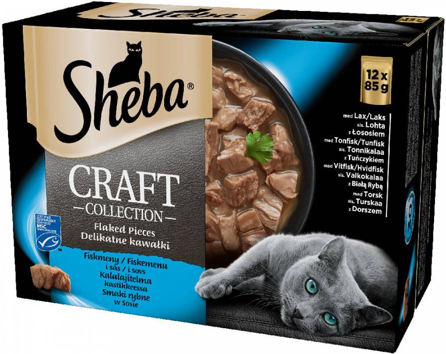 Sheba Les Cré, ations Kattenvoer Collection Pack 12 x 85 g Visselectie in Saus
