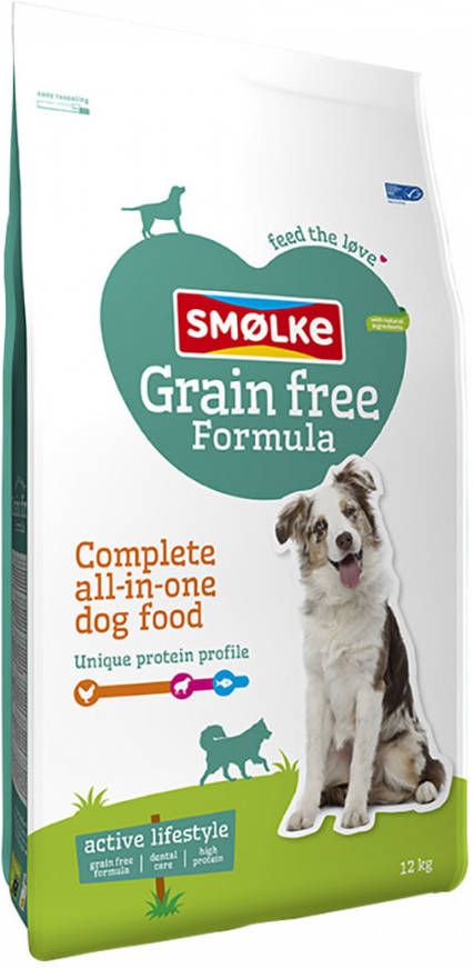 Smolke Adult Grain Free Formula Kip&Lam&Vis Hondenvoer 12 kg Graanvrij