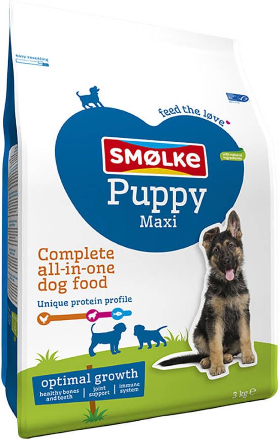 Smolke 25% korting! 4x3kg Puppy Maxi Optimal Growth Smø, lke Hondenvoer