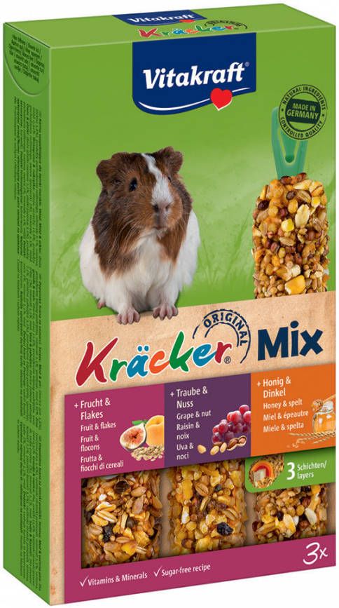Vitakraft 3x3 Combi(Honing, Vruchten, Noten) Cavia Biscuits Trio Mix