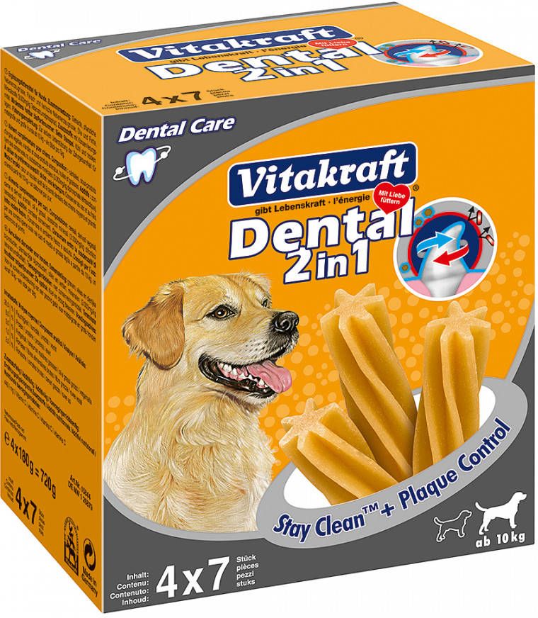 Vitakraft 180g Dental 3in1 Medium 2 x 4(x) Hondensnacks