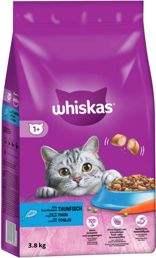 Whiskas Combipack kattenbrokjes tonijn 3.8 kg + kip 3.8 kg + rund 3.8 kg