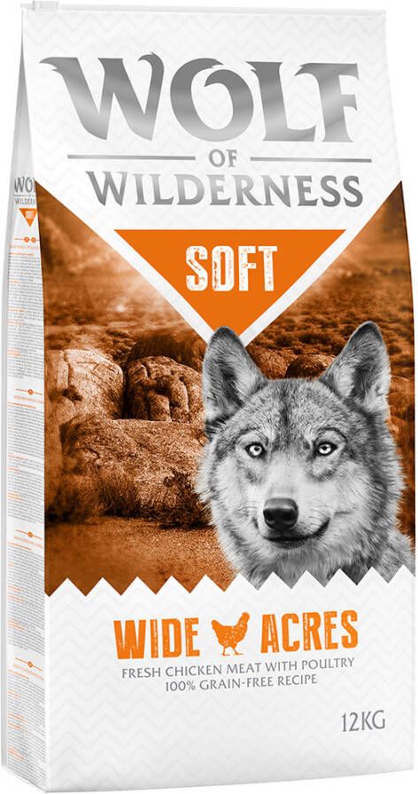 Wolf of Wilderness 5 x zooPunkte + 5 €, Rabatt! 2 x 12 kg Trockenfutter Hund Soft Gnarled Oaks Freiland Huhn & Kaninchen