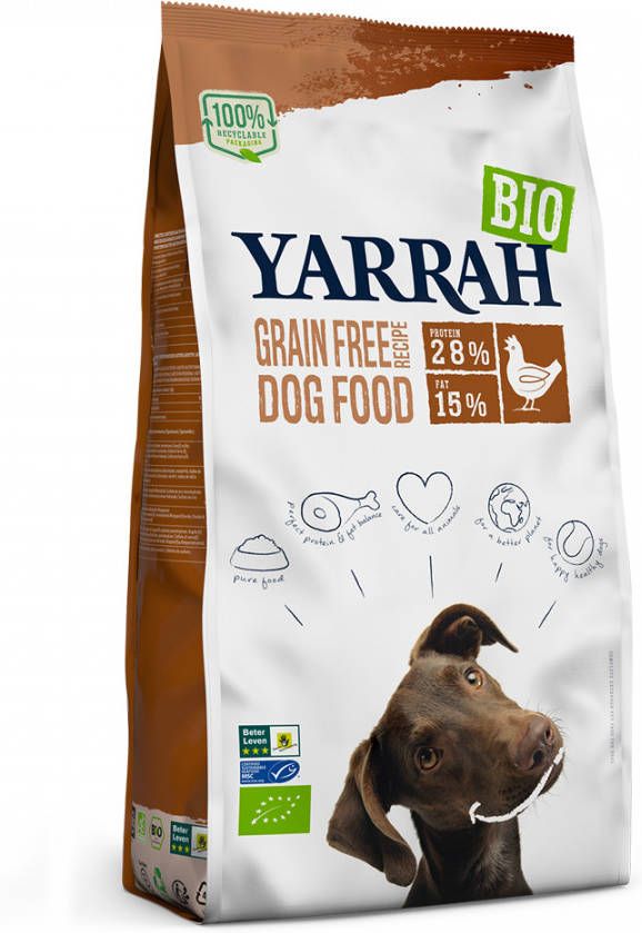 Yarrah Bio Graanvrij met Biologische Kip Hondenvoer Dubbelpak 2 x 10 kg